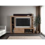 Centro de Entretenimiento Cecil Fresno Europeo y Wengue 215.8x178.1cm para TV Hasta 70 Pulgadas con Diez Compartimientos - MUEBLES DE TV | Bylmo