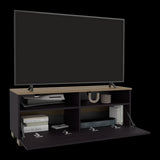 Rack de TV Colman Wengue y Fresno 113x45cm para TV Hasta 50 Pulgadas con Cuatro Compartimientos - MUEBLES DE TV | Bylmo