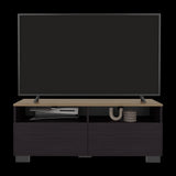 Rack de TV Colman Wengue y Fresno 113x45cm para TV Hasta 50 Pulgadas con Cuatro Compartimientos - MUEBLES DE TV | Bylmo