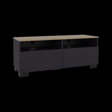 Rack de TV Colman Wengue y Fresno 113x45cm para TV Hasta 50 Pulgadas con Cuatro Compartimientos - MUEBLES DE TV | Bylmo