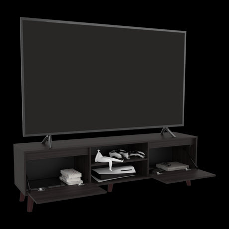 Rack de TV Polaris Nogal 180x52cm para TV Hasta 75 Pulgadas con Cuatro Compartimientos - MUEBLES DE TV | Bylmo