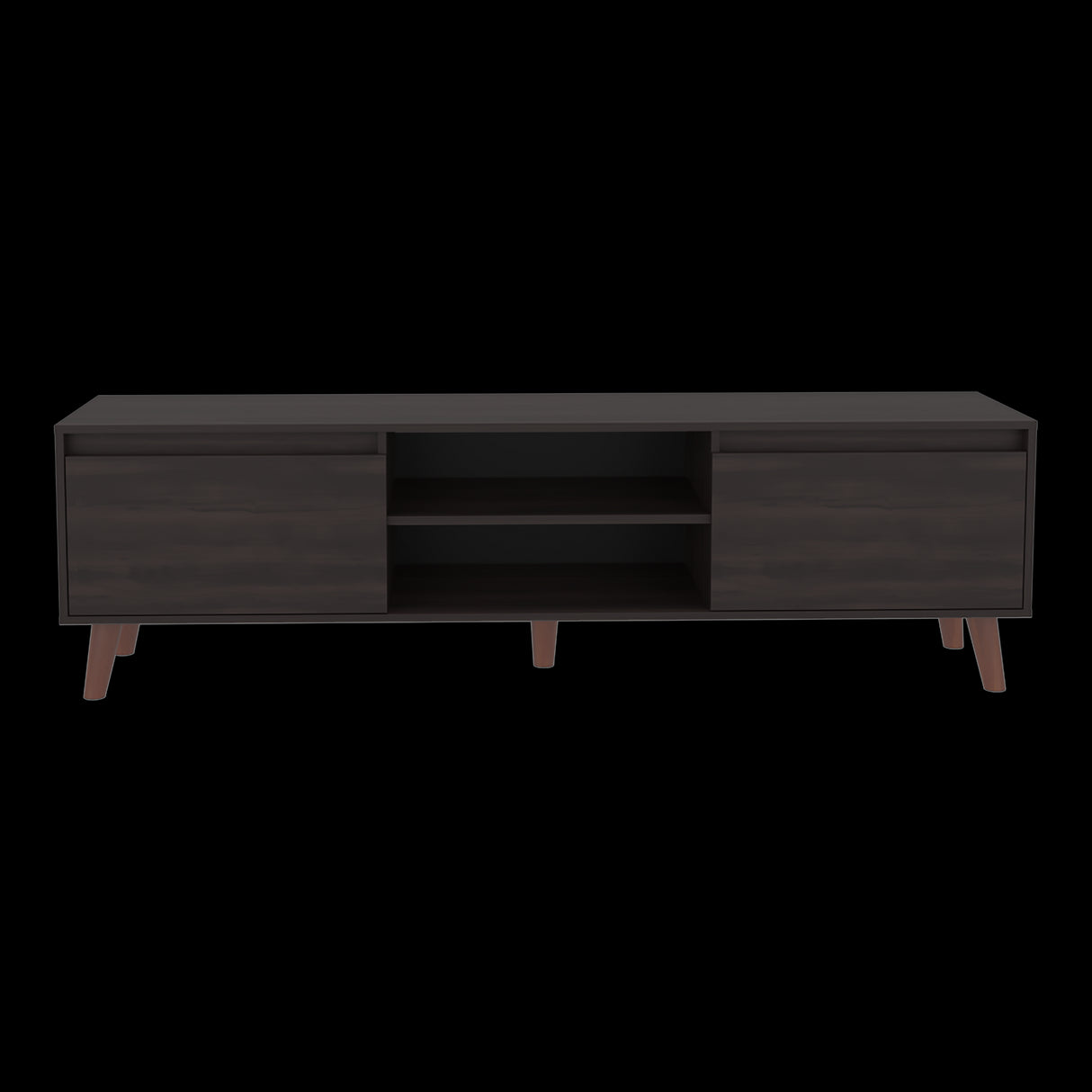 Rack de TV Polaris Nogal 180x52cm para TV Hasta 75 Pulgadas con Cuatro Compartimientos - MUEBLES DE TV | Bylmo