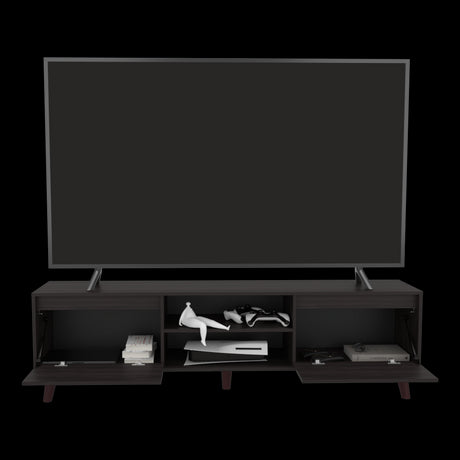 Rack de TV Polaris Nogal 180x52cm para TV Hasta 75 Pulgadas con Cuatro Compartimientos - MUEBLES DE TV | Bylmo