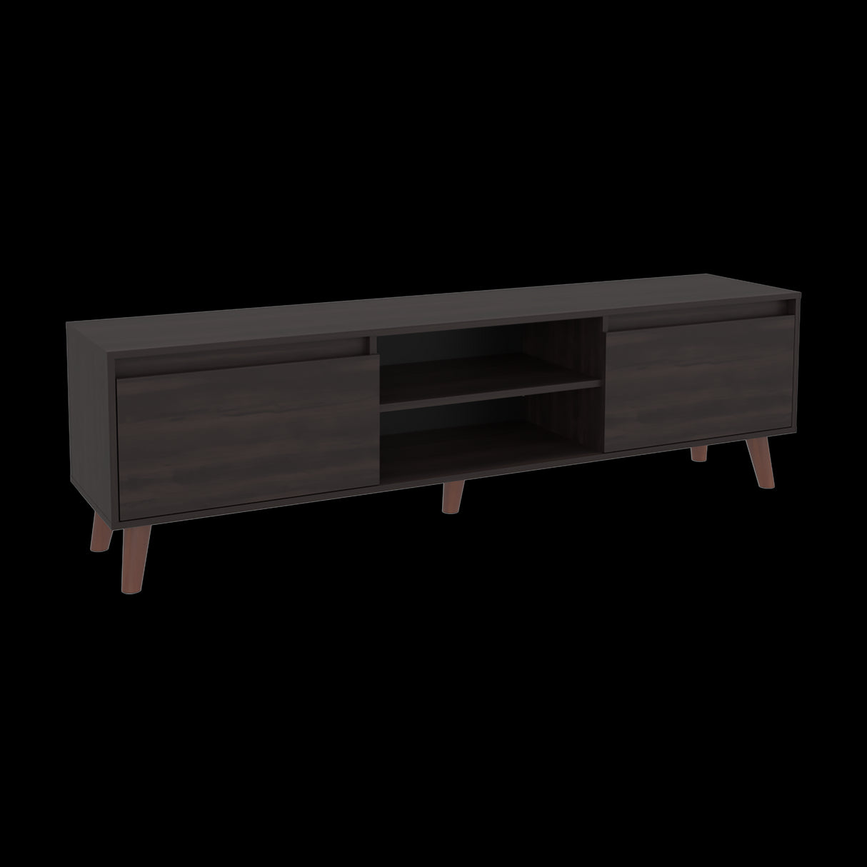 Rack de TV Polaris Nogal 180x52cm para TV Hasta 75 Pulgadas con Cuatro Compartimientos - MUEBLES DE TV | Bylmo