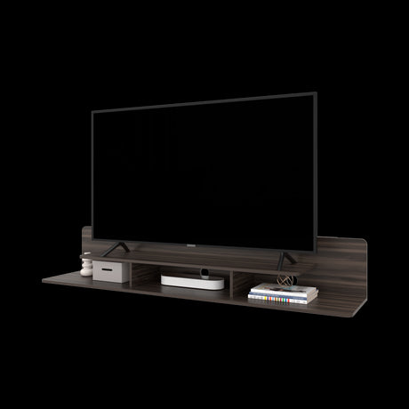 Repisa para TV Flotante Marquis Nogal 180x30.1cm para TV Hasta 55 Pulgadas con Tres Compartimientos - MUEBLES DE TV | Bylmo