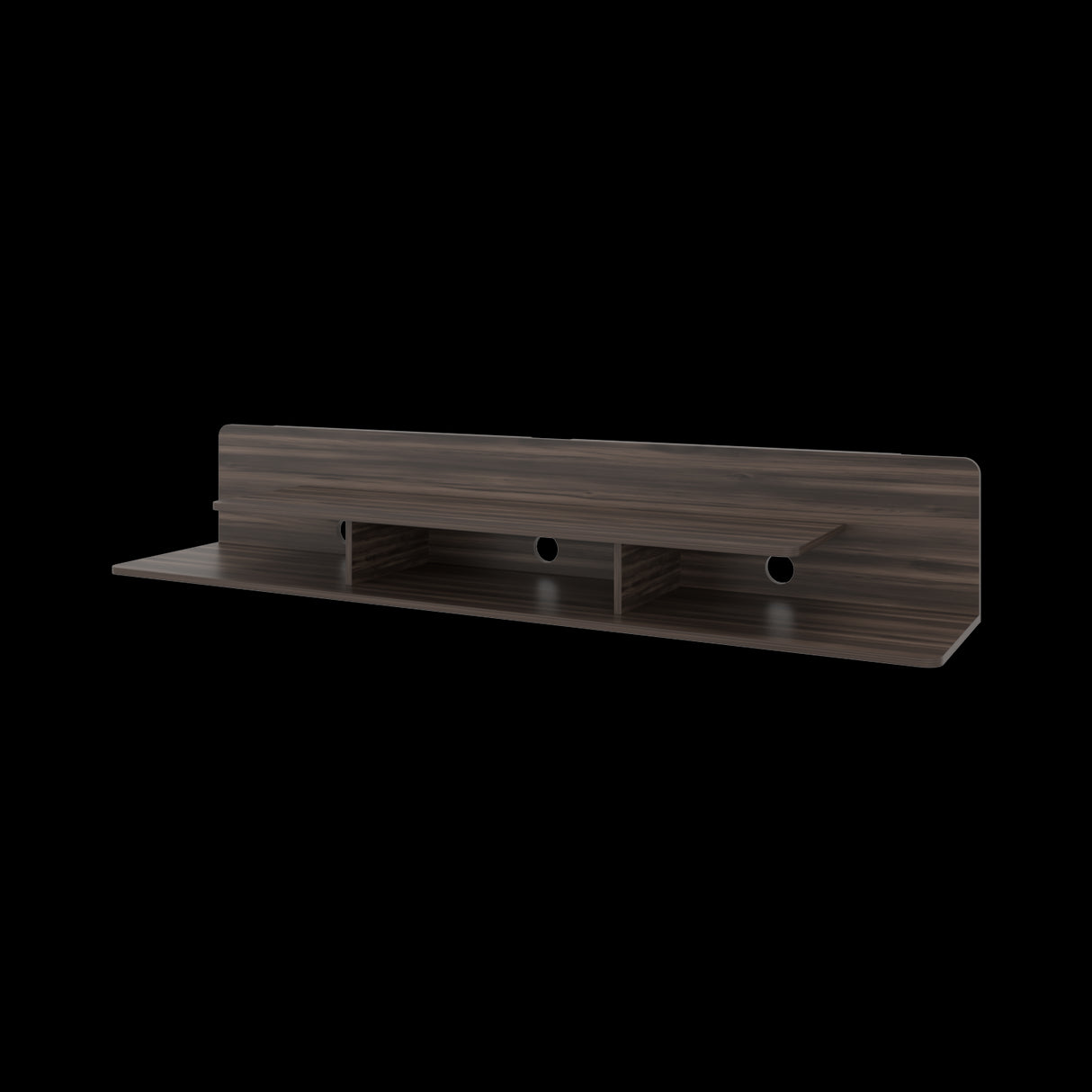 Repisa para TV Flotante Marquis Nogal 180x30.1cm para TV Hasta 55 Pulgadas con Tres Compartimientos - MUEBLES DE TV | Bylmo
