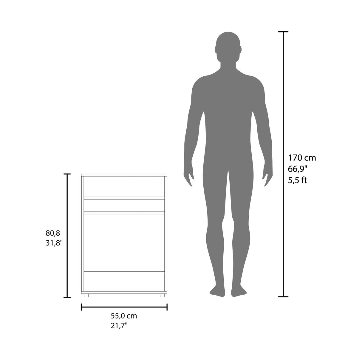 Estanteria para Baño Wiley Blanco 55x80.8cm con Dos Entrepaños - OTROS MUEBLES PARA BANHO | Bylmo