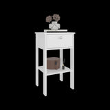 Mesa de Noche Newcastle Blanco 40x70cm con Un Cajón y con Dos Compartimientos - MESAS DE NOCHE | Bylmo