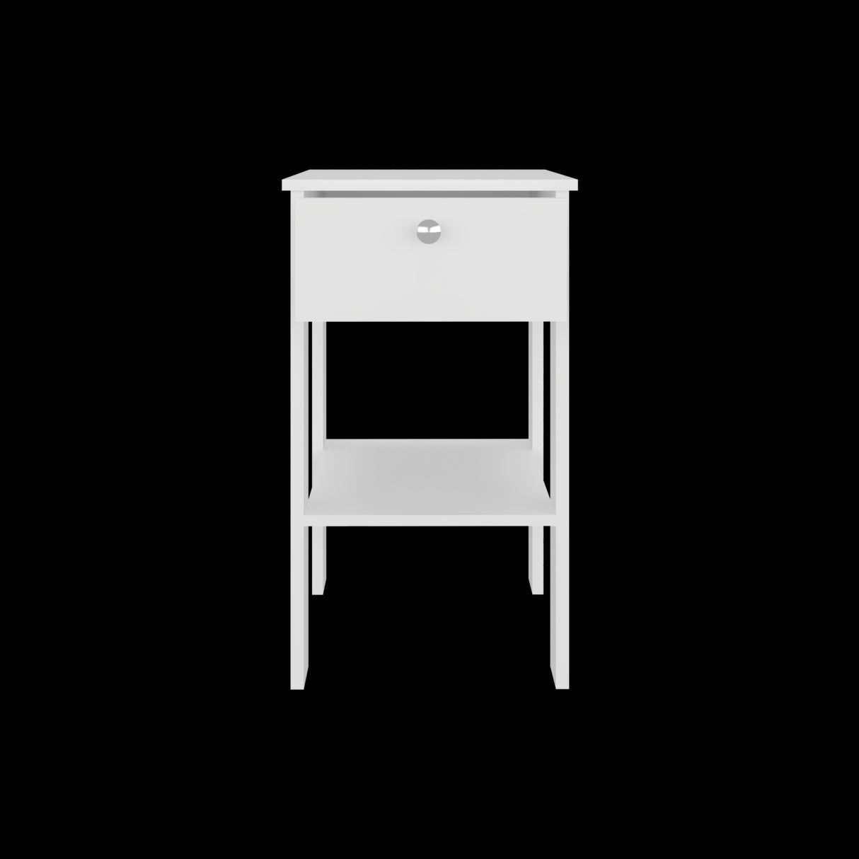 Mesa de Noche Newcastle Blanco 40x70cm con Un Cajón y con Dos Compartimientos - MESAS DE NOCHE | Bylmo