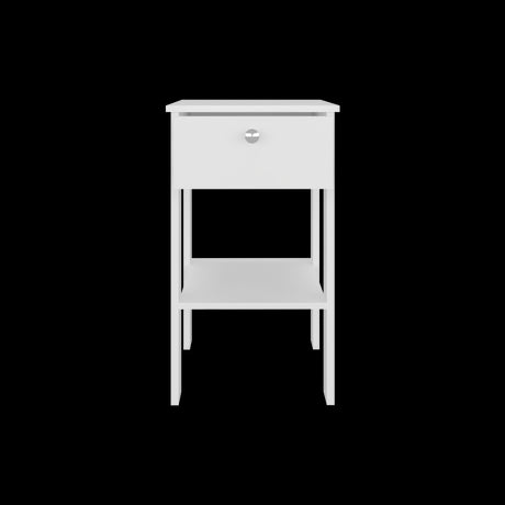 Mesa de Noche Newcastle Blanco 40x70cm con Un Cajón y con Dos Compartimientos - MESAS DE NOCHE | Bylmo