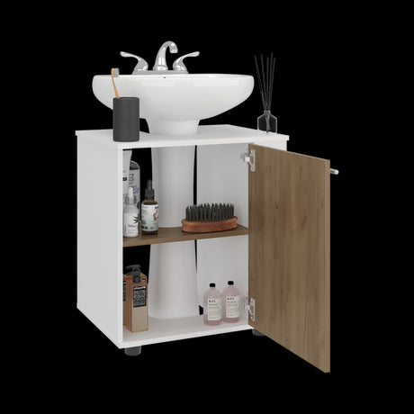 Mueble para Lavamanos Phillips Blanco y Fresno Europeo 56x62.1cm Individual sin Lavamanos - MUEBLES PARA LAVAMANOS | Bylmo
