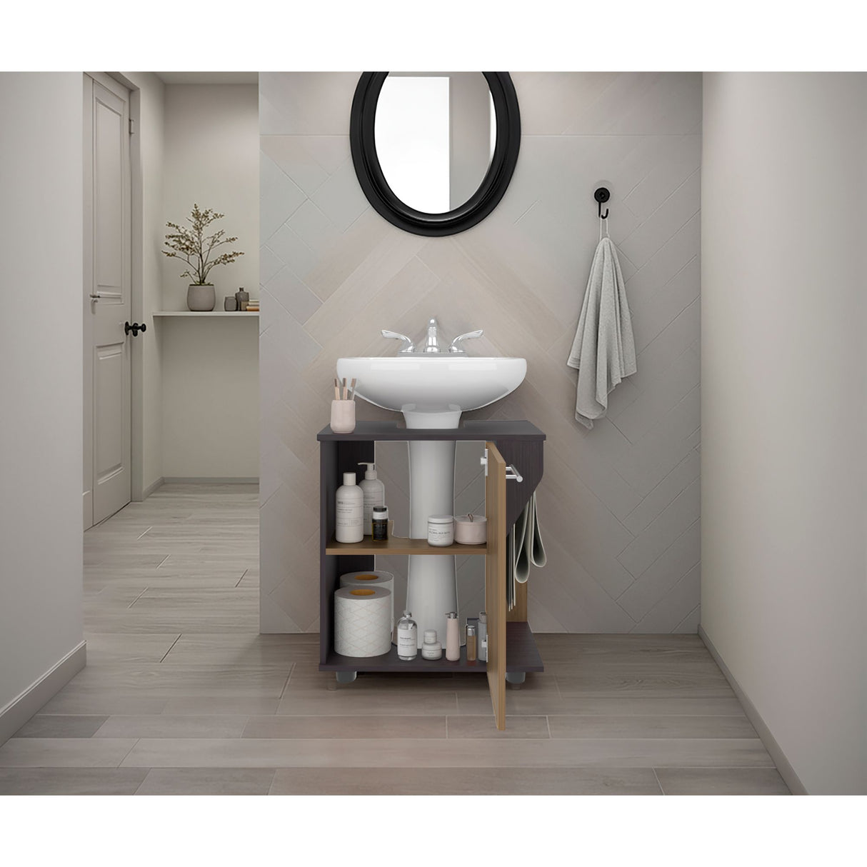 Mueble para Lavamanos Phillips Wengue y Fresno Europeo 56x62.1cm Individual sin Lavamanos - MUEBLES PARA LAVAMANOS | Bylmo