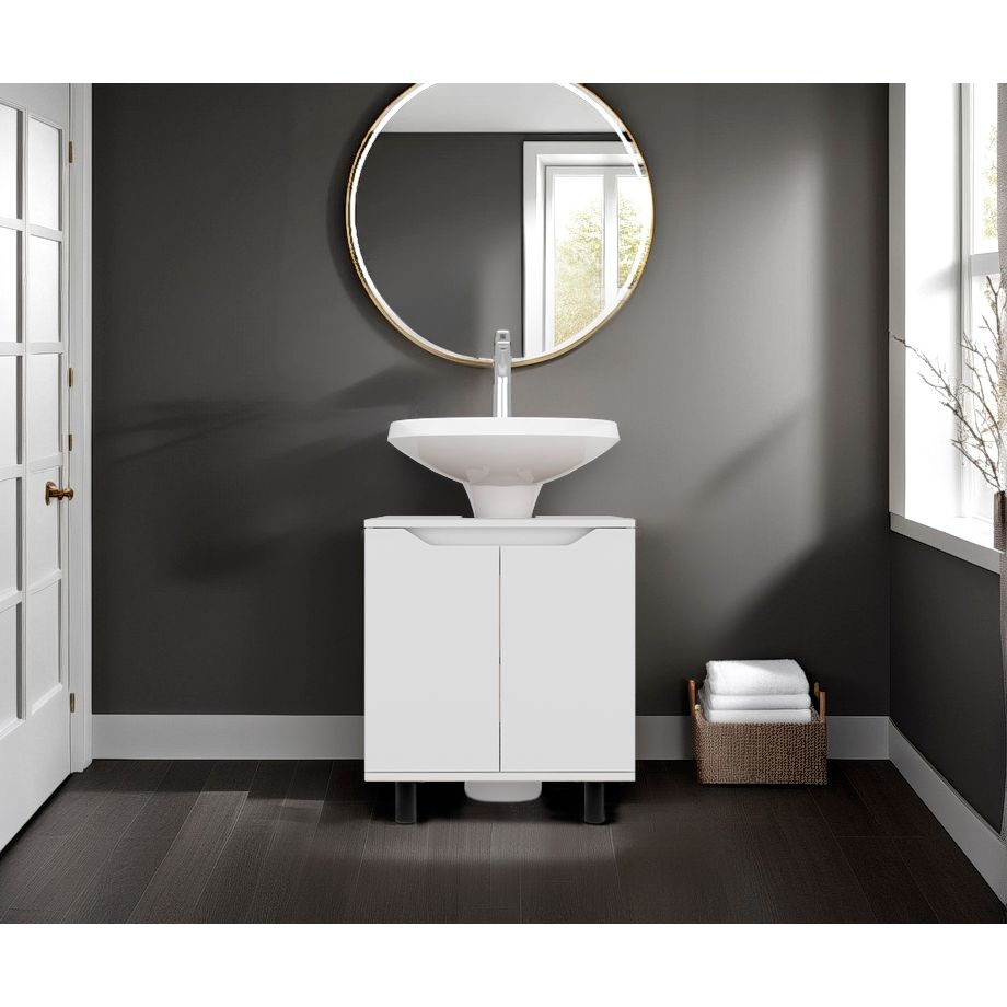 Mueble para Lavamanos Marlo Blanco 55x63cm Individual sin Lavamanos - MUEBLES PARA LAVAMANOS | Bylmo