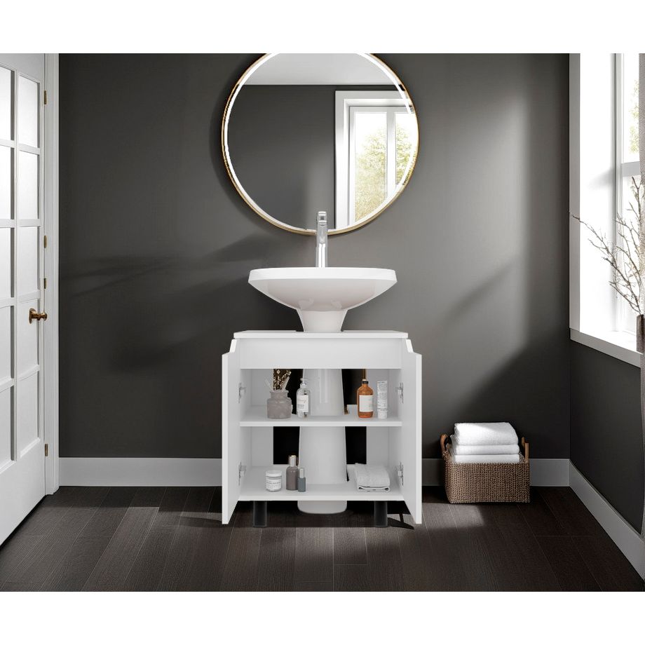 Mueble para Lavamanos Marlo Blanco 55x63cm Individual sin Lavamanos - MUEBLES PARA LAVAMANOS | Bylmo