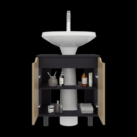 Mueble para Lavamanos Marlo Wengue y Fresno Europeo 55x63cm Individual sin Lavamanos - MUEBLES PARA LAVAMANOS | Bylmo