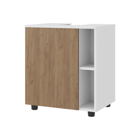 Mueble para Lavamanos Pascuale Blanco y Fresno Europeo 55x62cm Individual sin Lavamanos - MUEBLES PARA LAVAMANOS | Bylmo