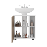 Mueble para Lavamanos Pascuale Blanco y Fresno Europeo 55x62cm Individual sin Lavamanos - MUEBLES PARA LAVAMANOS | Bylmo
