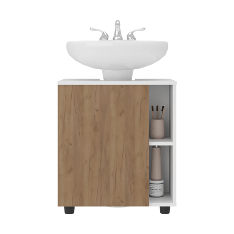 Mueble para Lavamanos Pascuale Blanco y Fresno Europeo 55x62cm Individual sin Lavamanos - MUEBLES PARA LAVAMANOS | Bylmo