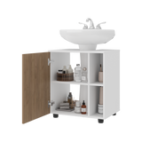 Mueble para Lavamanos Pascuale Blanco y Fresno Europeo 55x62cm Individual sin Lavamanos - MUEBLES PARA LAVAMANOS | Bylmo