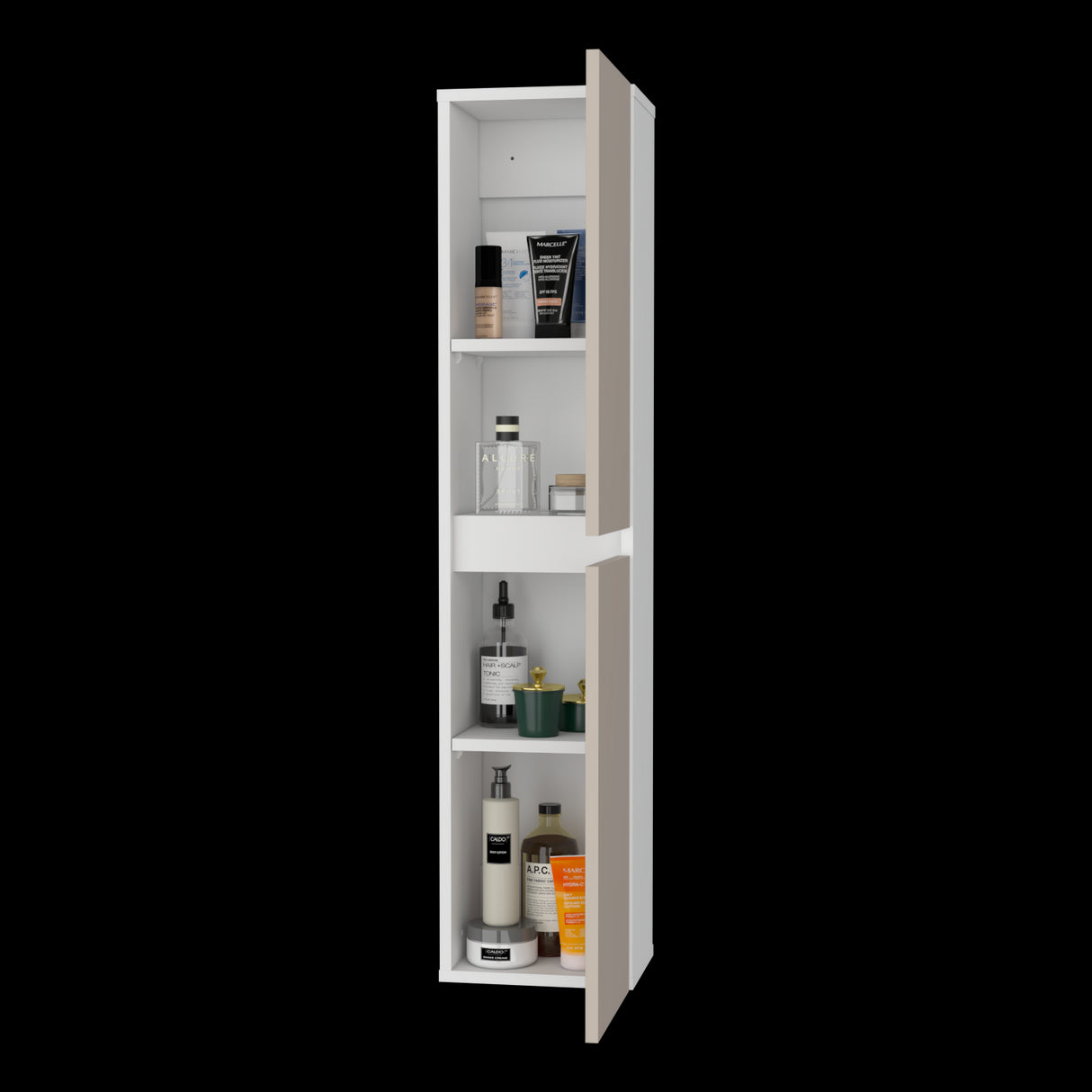 Armario de Aseo Capri y Blanco 25x110cm Con Dos Puertas - MUEBLES DE ASEO Y ROPAS | Bylmo