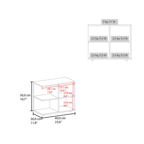 Mesa Auxiliar Royal Fresno Europeo 60x50cm Cuadrada con Cuatro Compartimientos - MESAS AUXILIARES | Bylmo
