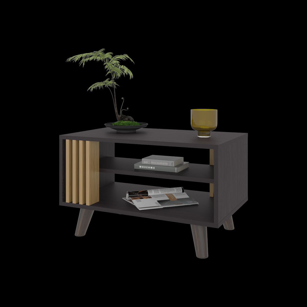 Mesa de Centro Shawnee Wengue Fresno 66.3x40cm Rectangular con Patas - MESAS DE CENTRO | Bylmo