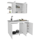 Cocina Elica Blanco 120x60cm con Mesón de Acero Al Carbón Lado Derecho - COCINAS | Bylmo