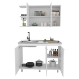 Cocina Elica Blanco 120x60cm con Mesón de Acero Al Carbón Lado Derecho - COCINAS | Bylmo