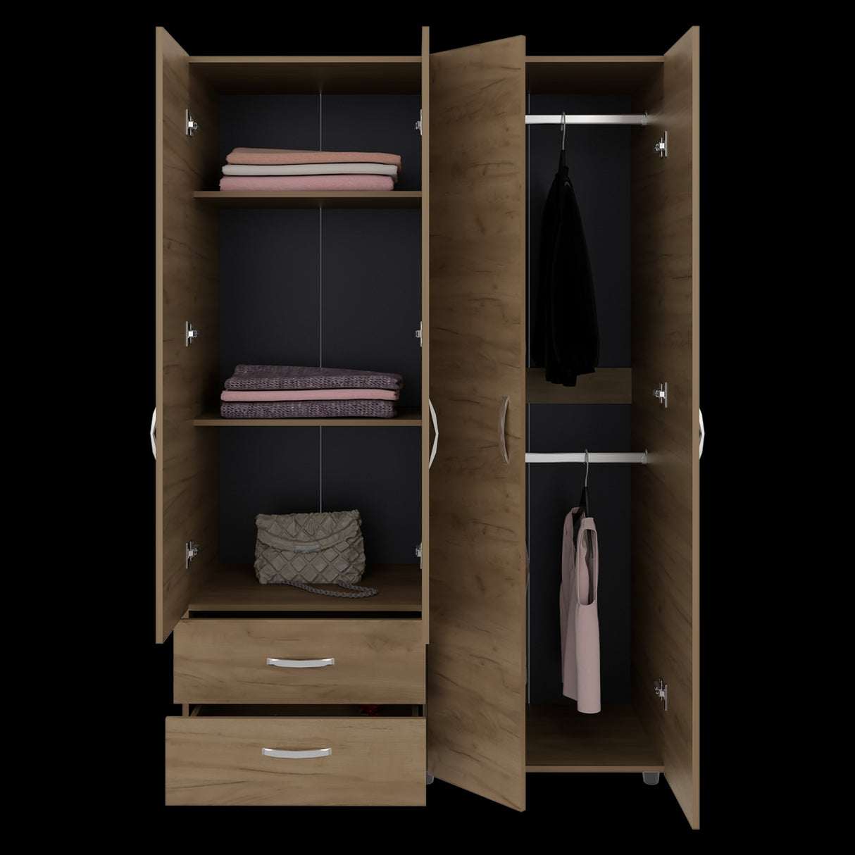 Closet Ankora Basic Fresno Europeo 120x180cm con Dos Cajones y Seis Compartimientos - CLOSETS | Bylmo