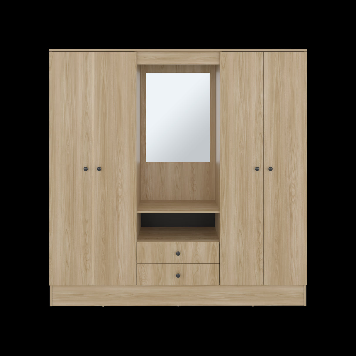 Closet Barmine Fresno Europeo y Wengue 180.2x180.6cm con Espejo con Dos Cajones y Seis Compartimientos - CLOSETS | Bylmo