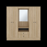 Closet Barmine Fresno Europeo y Wengue 180.2x180.6cm con Espejo con Dos Cajones y Seis Compartimientos - CLOSETS | Bylmo