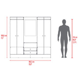 Closet Barmine Fresno Europeo y Wengue 180.2x180.6cm con Espejo con Dos Cajones y Seis Compartimientos - CLOSETS | Bylmo