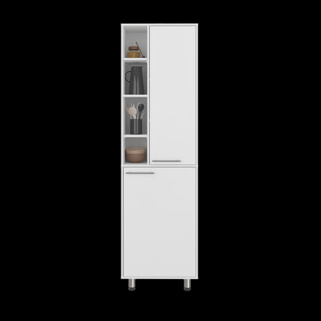 Alacena Burton Blanco 58.6x204cm con Patas y con Dos Puertas - ALACENAS Y MUEBLES MICROONDAS | Bylmo
