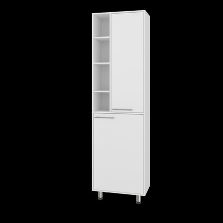 Alacena Burton Blanco 58.6x204cm con Patas y con Dos Puertas - ALACENAS Y MUEBLES MICROONDAS | Bylmo