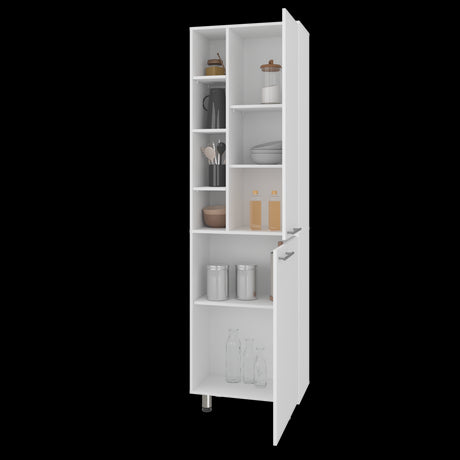 Alacena Burton Blanco 58.6x204cm con Patas y con Dos Puertas - ALACENAS Y MUEBLES MICROONDAS | Bylmo