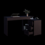 Escritorio en L Upton Wengue 137.5x75cm con Tres Cajones y con Organizador de Libros - ESCRITORIOS | Bylmo