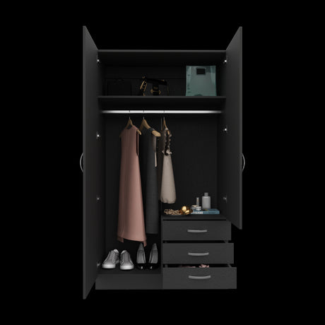 Closet Lumy Wengue 100x180.6cm con Tres Cajones con Seis Compartimientos y con Espejo - CLOSETS | Bylmo