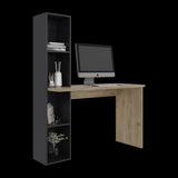 Escritorio con Biblioteca Aston Macadamia y Wengue 120.3x145.8cm con Organizador de Libros - ESCRITORIOS | Bylmo