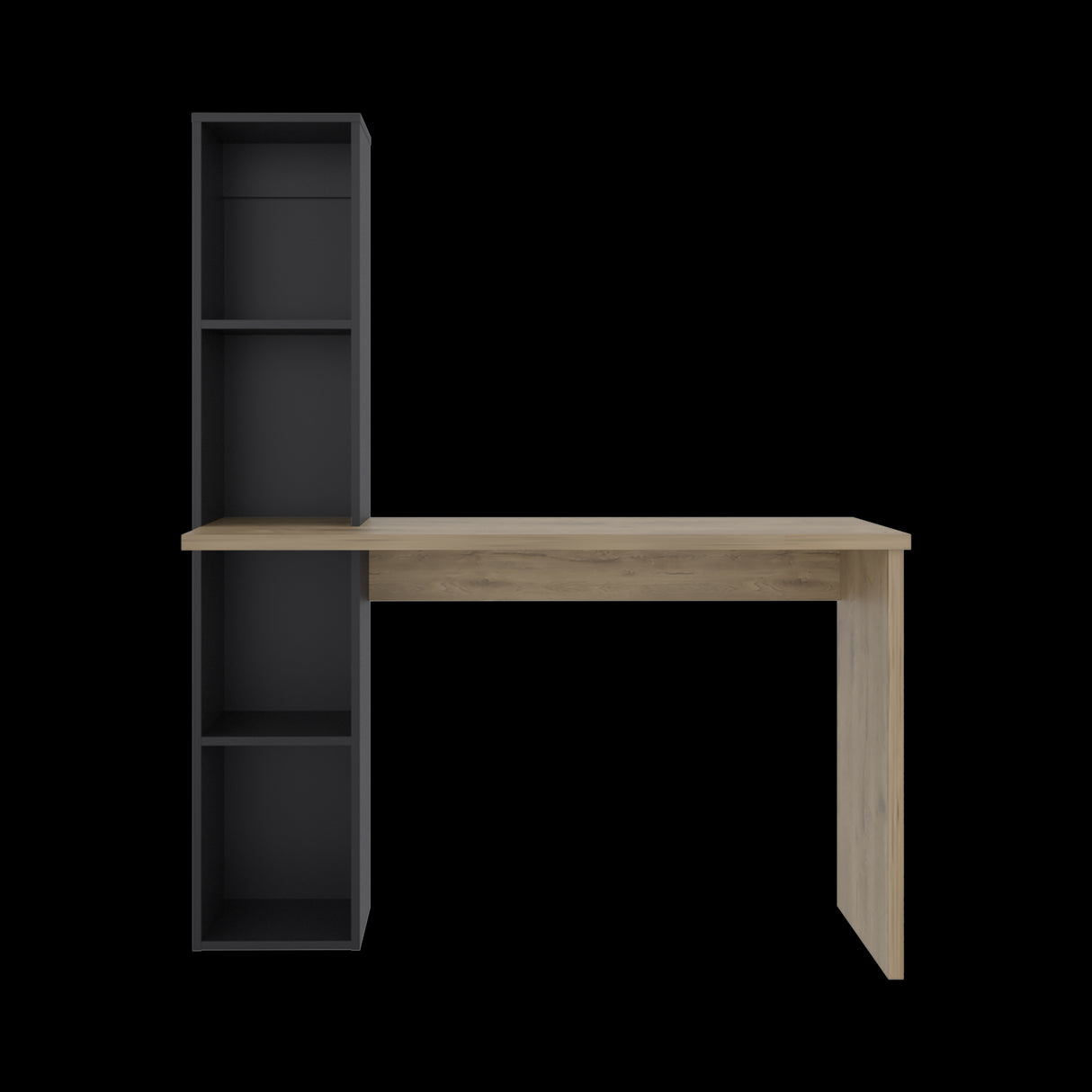 Escritorio con Biblioteca Aston Macadamia y Wengue 120.3x145.8cm con Organizador de Libros - ESCRITORIOS | Bylmo
