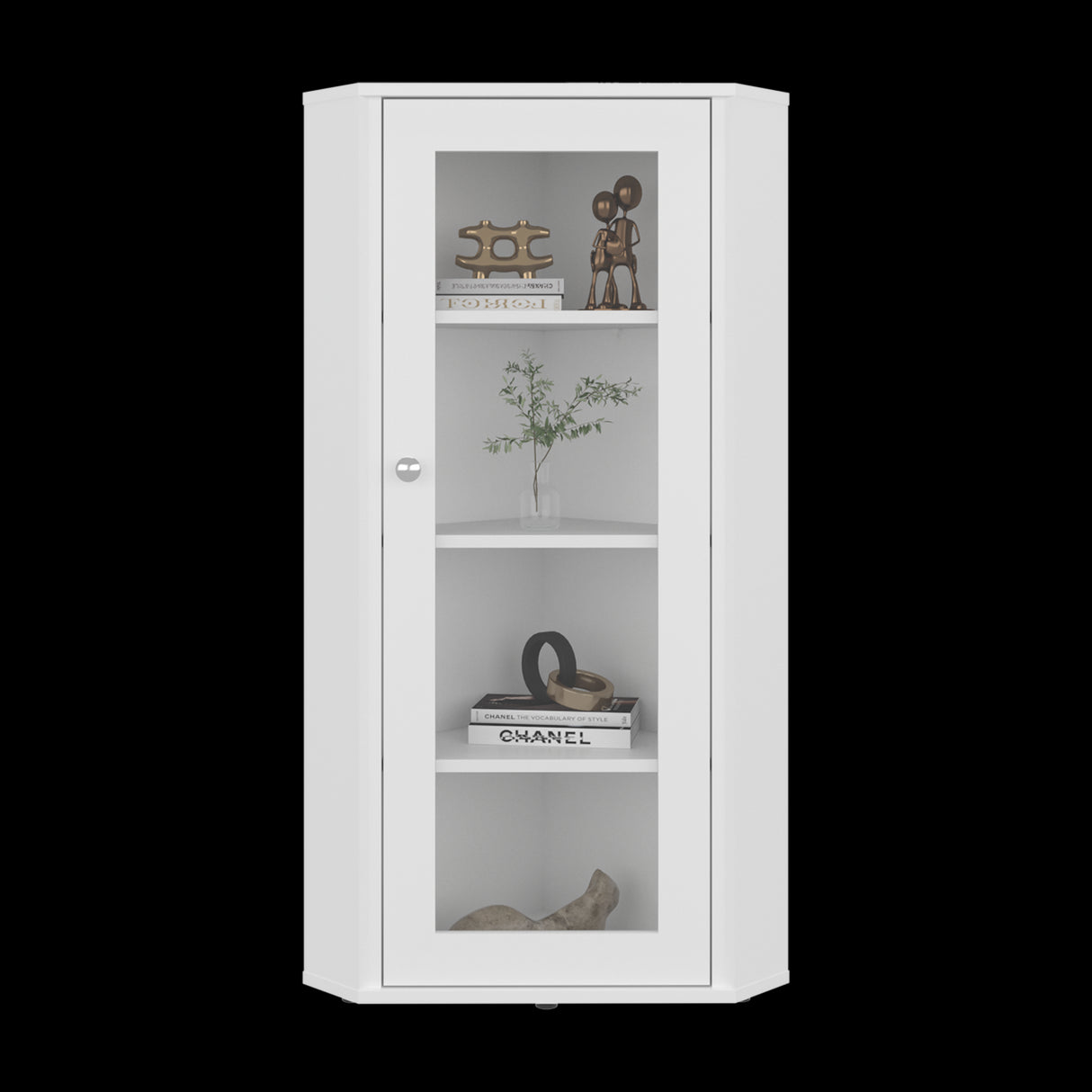 Vitrina Esquinera Genova Blanco 59.4x110.6cm Rectangular con Cuatro Compartimientos y con Tres Entrepaños - BIBLIOTECAS Y ESTANTERIAS | Bylmo