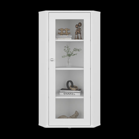 Vitrina Esquinera Genova Blanco 59.4x110.6cm Rectangular con Cuatro Compartimientos y con Tres Entrepaños - BIBLIOTECAS Y ESTANTERIAS | Bylmo