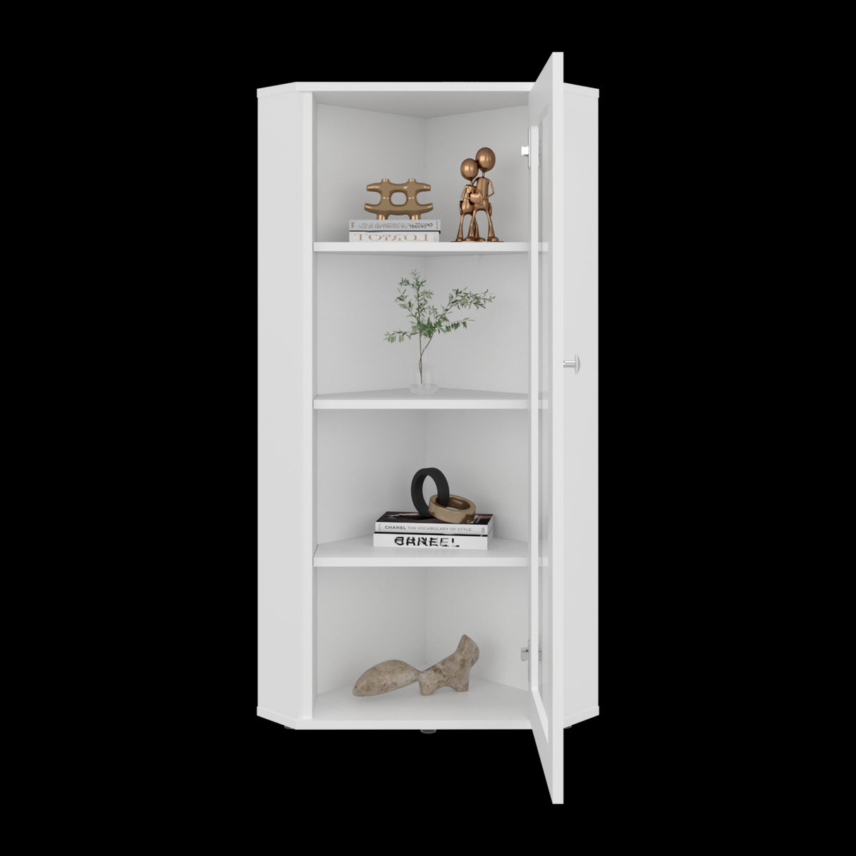 Vitrina Esquinera Genova Blanco 59.4x110.6cm Rectangular con Cuatro Compartimientos y con Tres Entrepaños - BIBLIOTECAS Y ESTANTERIAS | Bylmo