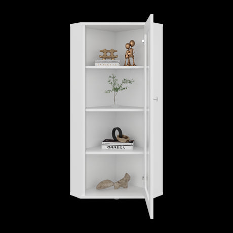 Vitrina Esquinera Genova Blanco 59.4x110.6cm Rectangular con Cuatro Compartimientos y con Tres Entrepaños - BIBLIOTECAS Y ESTANTERIAS | Bylmo