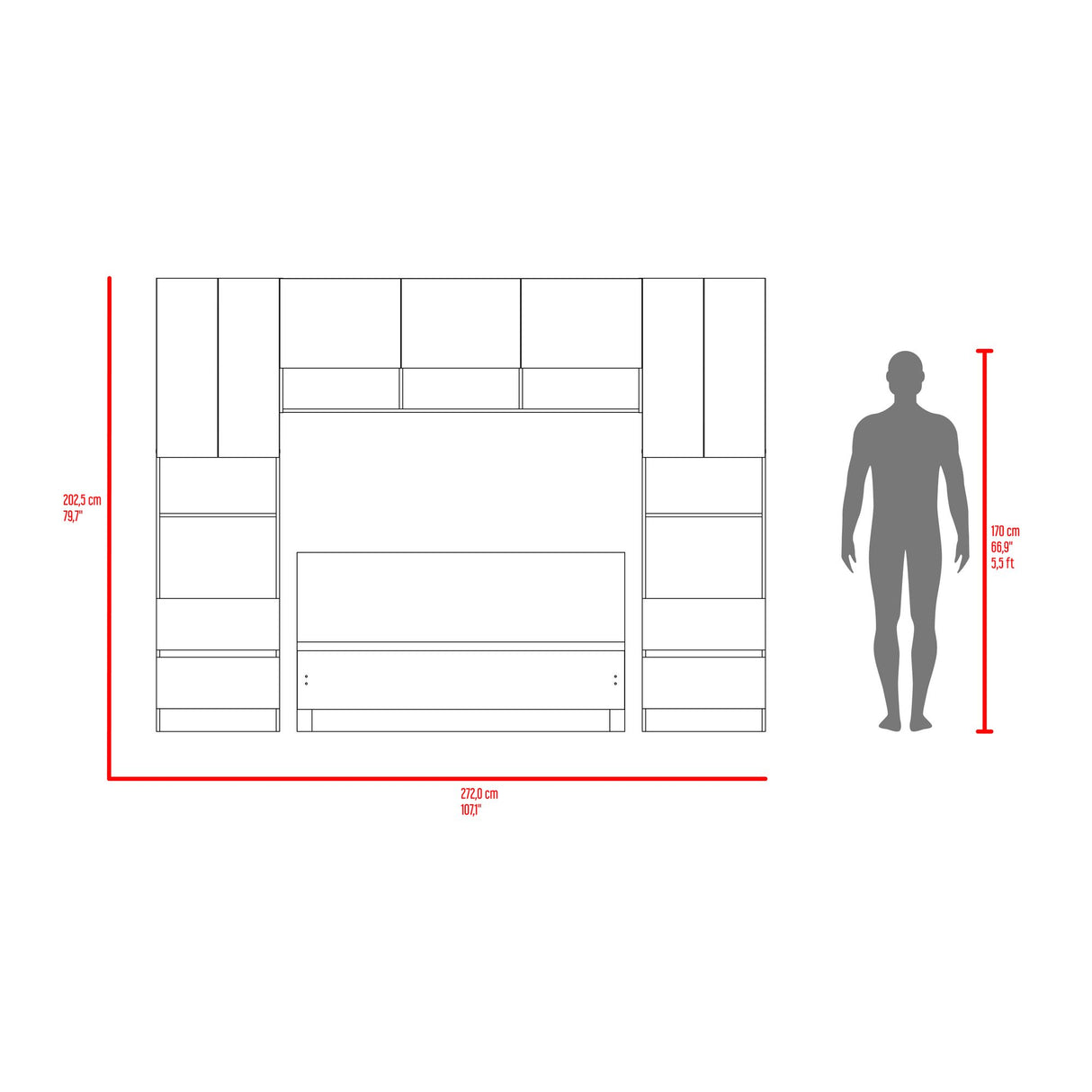 Combo Cama y Closet St Denis Milan y Capri 272x200cm para Cama Doble 140 X 190 CM con Cabecero - CAMAS | Bylmo