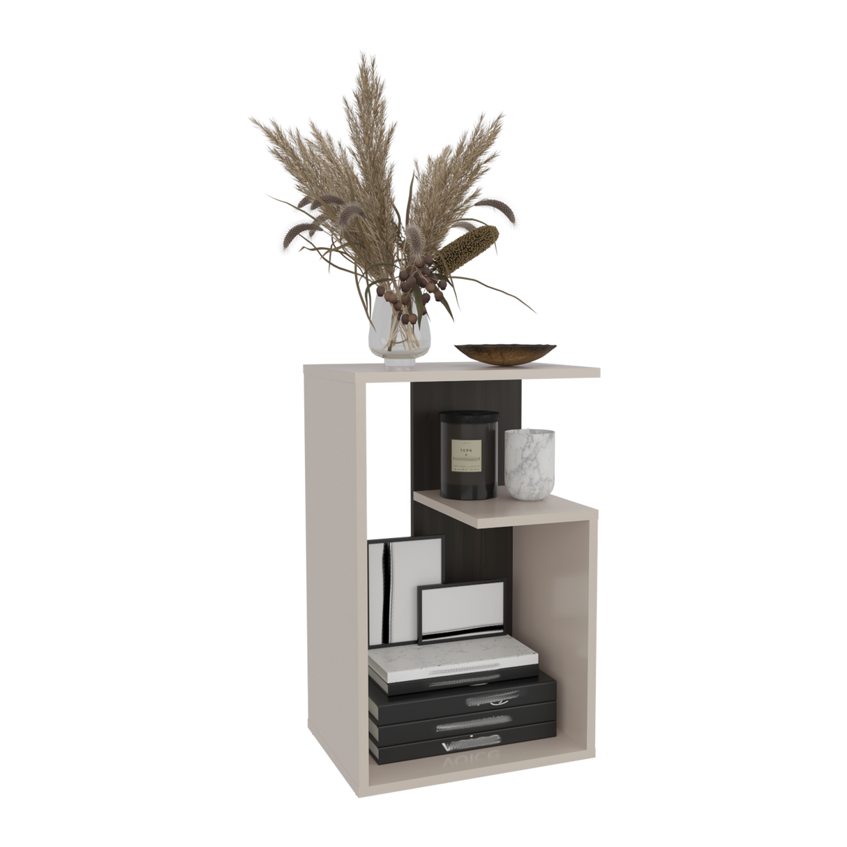 Mesa Auxiliar Everett Nogal y Capri 39.8x63.4cm Transformable con Tres Compartimientos - MESAS AUXILIARES | Bylmo
