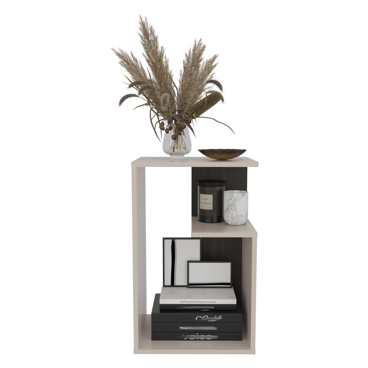 Mesa Auxiliar Everett Nogal y Capri 39.8x63.4cm Transformable con Tres Compartimientos - MESAS AUXILIARES | Bylmo