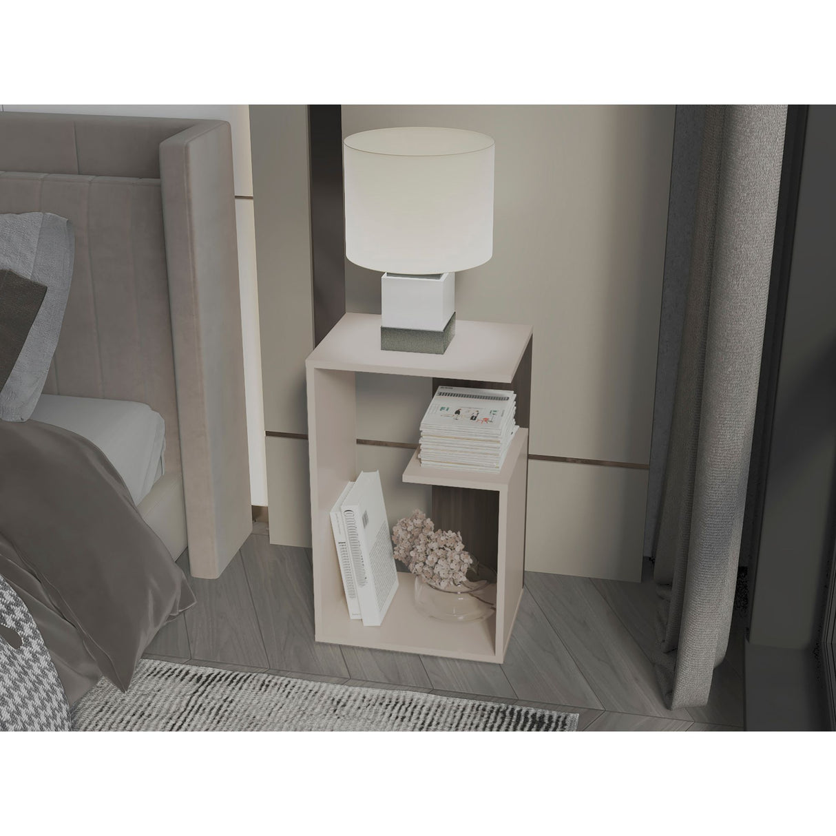 Mesa Auxiliar Everett Nogal y Capri 39.8x63.4cm Transformable con Tres Compartimientos - MESAS AUXILIARES | Bylmo