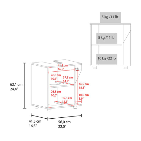 Mueble para Lavamanos Phillips Wengue y Fresno Europeo 56x62.1cm Individual sin Lavamanos y con Una Puerta - MUEBLES PARA LAVAMANOS | Bylmo