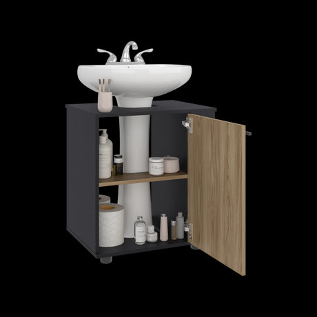 Mueble para Lavamanos Phillips Wengue y Fresno Europeo 56x62.1cm Individual sin Lavamanos y con Una Puerta - MUEBLES PARA LAVAMANOS | Bylmo