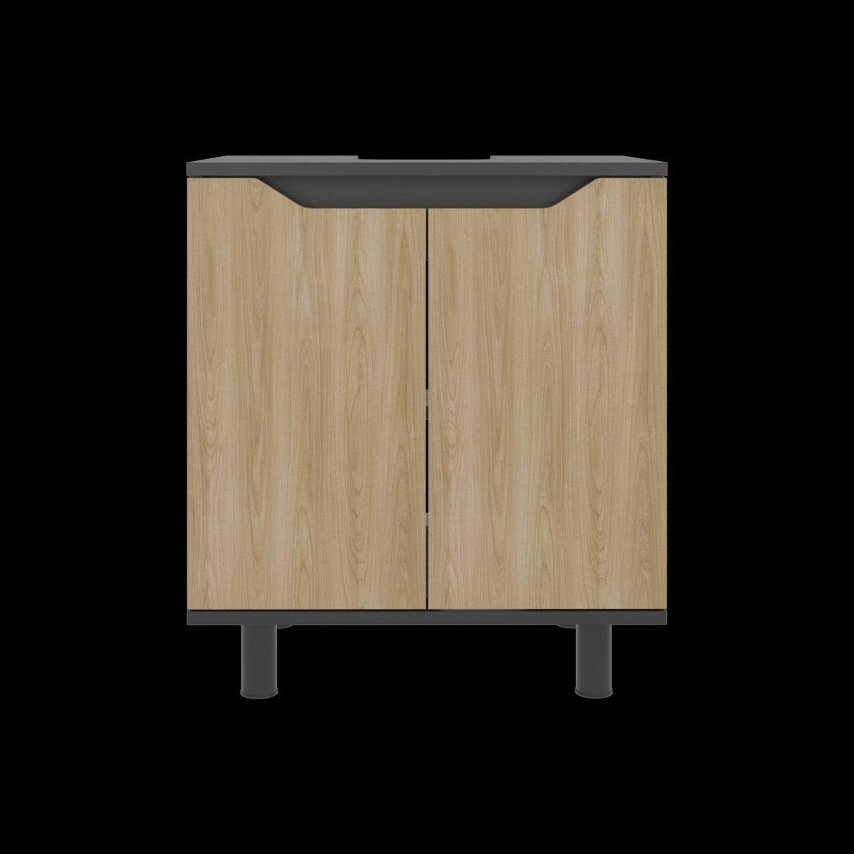 Mueble para Lavamanos Marlo Wengue y Fresno Europeo 55x63cm Individual sin Lavamanos y con Dos Puertas - MUEBLES PARA LAVAMANOS | Bylmo